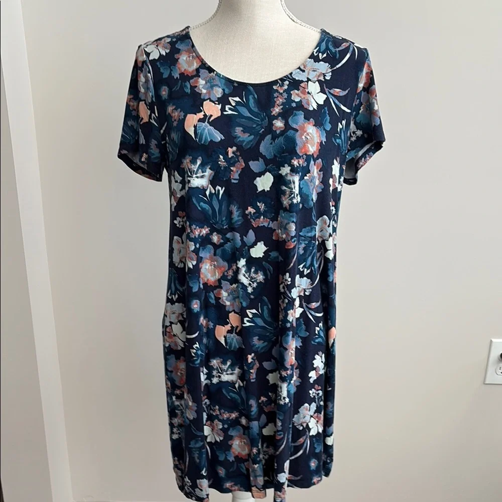 Soma Nightgown Floral Navy Short Sleeve Stretchy Size S Knee Length - Picture 1 of 5